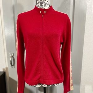 Vintage wool Ralph Lauren red holiday zipper cardigan